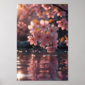 Roze sakura bloemen boven water | Serene Spring Na Poster (Voorkant)