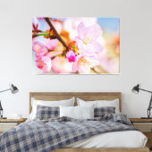 Roze Sakura Bloemen. De Triomf Van Het Leven In De Canvas Afdruk (Insitu (Slaapkamer))