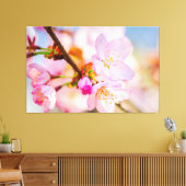 Roze Sakura Bloemen. De Triomf Van Het Leven In De Canvas Afdruk (Insitu (Woonkamer))