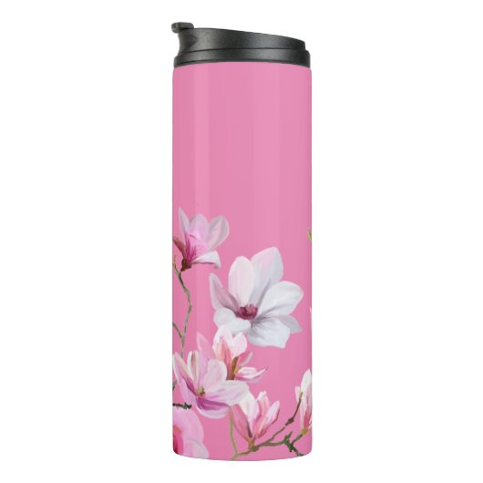 Roze Sakura Bloemen Design Thermosbeker (Geroteerd rechts)