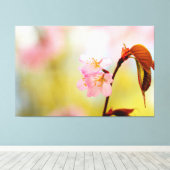 Roze Sakura-bloemen en rode bladeren in Springtime Canvas Afdruk (Insitu (Houten vloer))