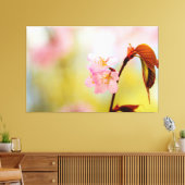 Roze Sakura-bloemen en rode bladeren in Springtime Canvas Afdruk (Insitu (Woonkamer))