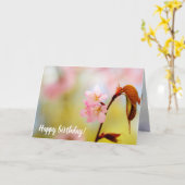 Roze Sakura-bloemen en rode bladeren in Springtime Kaart (Gele Bloem)