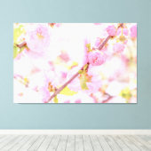 Roze sakura bloemen - Japanse kersbloesem Canvas Afdruk (Insitu (Houten vloer))
