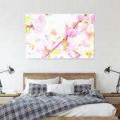 Roze sakura bloemen - Japanse kersbloesem Canvas Afdruk (Insitu (Slaapkamer))