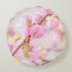 Roze sakura bloemen - Japanse kersbloesem Rond Kussen