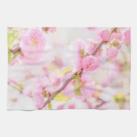 Roze sakura bloemen - Japanse kersbloesem Theedoek (Horizontaal)