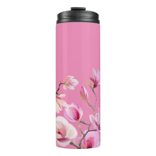 Roze Sakura Bloemen Ontwerp Thermosbeker (Voorkant)