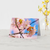 Roze Sakura-bloemen op een warme dag van de spits Kaart (Gele Bloem)