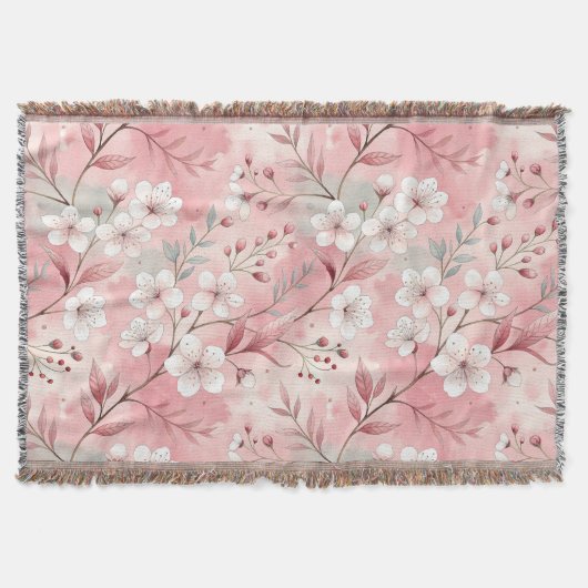 Roze sakura bloempatroon deken (Voorkant)