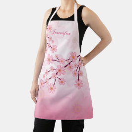 Roze Sakura Bloesem Bloemige Takken & Aangepaste N Schort