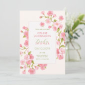 Roze sakura bloesem bloesem baby shower kaart (Staand voorkant)