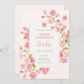 Roze sakura bloesem bloesem baby shower kaart (Voorkant / Achterkant)