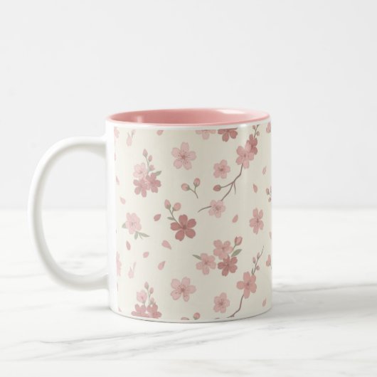 Roze Sakura Bloesem Twee-Tons Mok (Links)