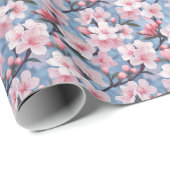 Roze Sakura Bloesems Botanisch Patroon Cadeaupapier (Rol Hoek)