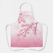 Roze Sakura Bloom Floral Branches & Custom Name Schort (Voorkant)