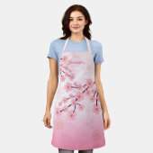 Roze Sakura Bloom Floral Branches & Custom Name Schort (Gedragen)