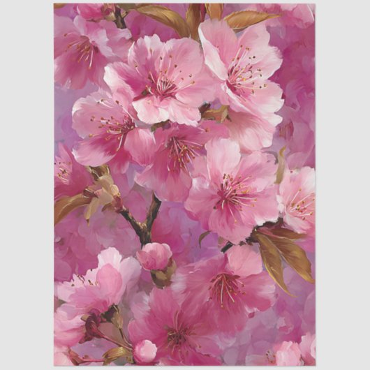 Roze Sakura Blossom Decoupage Tissuepapier (Voorkant)