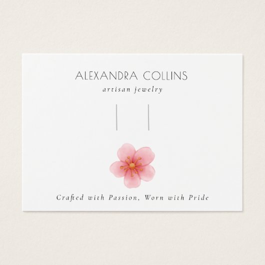 Roze Sakura Blossom Haarclip Barrette Display Visitekaartje (Voorkant)