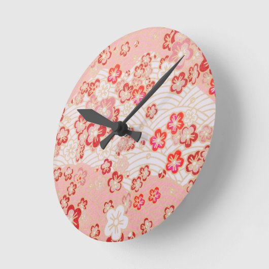 Roze Sakura Blossom Japans Patroon Ronde Klok (Hoek)