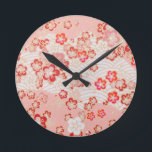 Roze Sakura Blossom Japans Patroon Ronde Klok<br><div class="desc">Roze Sakura Blossom Japans Patroon</div>