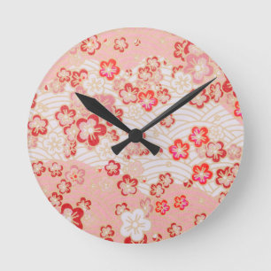 Roze Sakura Blossom Japans Patroon Ronde Klok