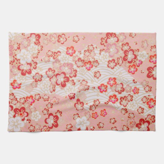 Roze Sakura Blossom Japans Patroon Theedoek (Horizontaal)