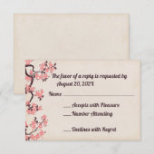 Roze Sakura Blossom RSVP-kaarten RSVP Kaartje (Voorkant / Achterkant)