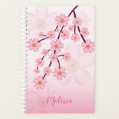 Roze Sakura Cherry Blossom Branch met naam Planner (Voorkant)