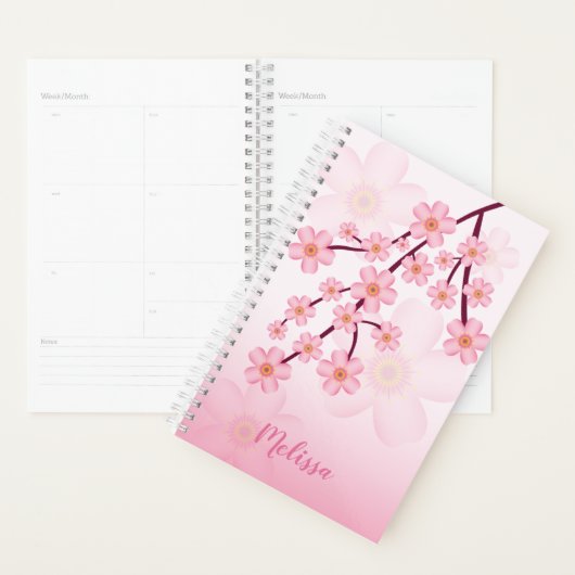 Roze Sakura Cherry Blossom Branch met naam Planner (Display)