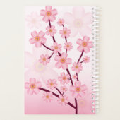 Roze Sakura Cherry Blossom Branch met naam Planner (Achterkant)