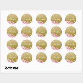 Roze Sakura Cherry Blossom op Gold Custom Name Ronde Sticker (Vel)