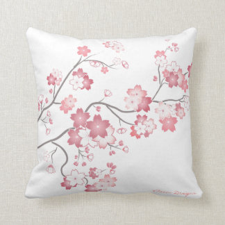 Roze Sakura Cherry Blossom Pillow - White Kussen