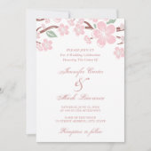 Roze Sakura Cherry Blossom Wedding Uitnodiging (Voorkant)