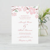 Roze Sakura Cherry Blossom Wedding Uitnodiging (Staand voorkant)