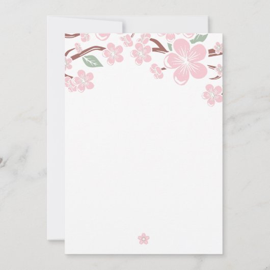 Roze Sakura Cherry Blossom Wedding Uitnodiging (Achterkant)