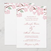 Roze Sakura Cherry Blossom Wedding Uitnodiging (Voorkant / Achterkant)