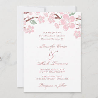 Roze Sakura Cherry Blossom Wedding Uitnodiging