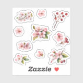 Roze Sakura Cherry Blossoms Bloemen Sticker Pack (Vel)