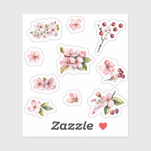 Roze Sakura Cherry Blossoms Bloemen Sticker Pack (Vel)