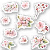 Roze Sakura Cherry Blossoms Bloemen Sticker Pack (Voorkant)