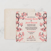 Roze Sakura en Tortelduifjes bruiloft Kaart (Voorkant / Achterkant)