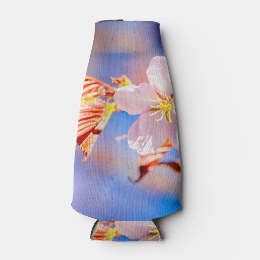 Roze Sakura Flower Blue Sky Flesjeskoeler (Voorkant)