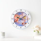 Roze Sakura Flower Blue Sky Grote Klok (Huis)