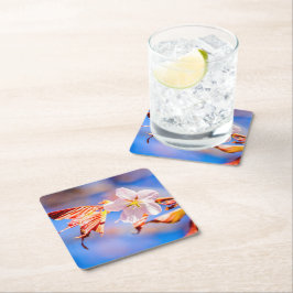 Roze Sakura Flower Blue Sky Kartonnen Onderzetters