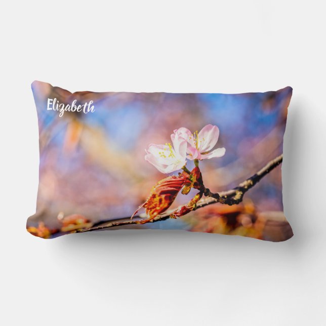 Roze Sakura Flower Blue Sky Kussen (Voorkant)