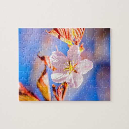 Roze Sakura Flower Blue Sky Legpuzzel (Horizontaal)