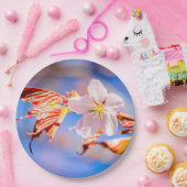 Roze Sakura Flower Blue Sky Papieren Bordje (Feest)