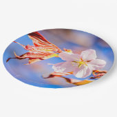 Roze Sakura Flower Blue Sky Papieren Bordje (Gekanteld)