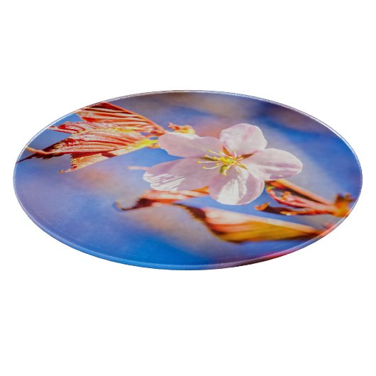 Roze Sakura Flower Blue Sky Snijplank (Hoek)